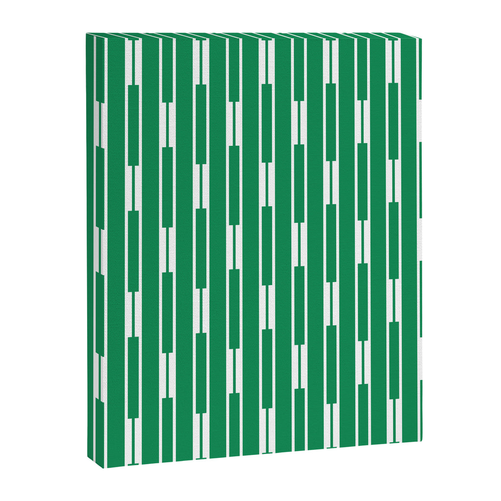 Geometric Striped Geo Chain Vertical Pattern in Kelly Green and White Canvas Print Gallery Image 8