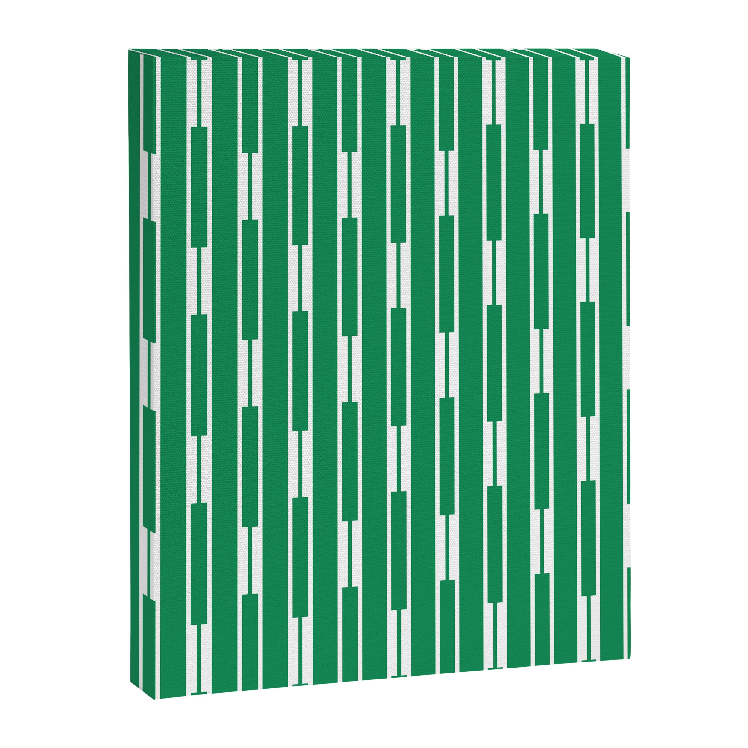 Geometric Striped Geo Chain Vertical Pattern in Kelly Green and White Canvas Print Gallery Image 8
