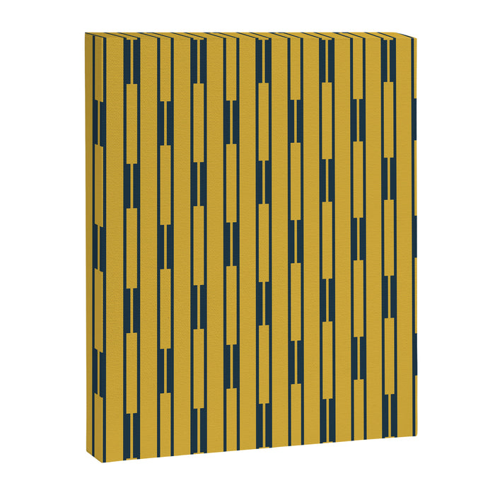 Geometric Striped Geo Chain Vertical Pattern in Light Mustard Yellow and Navy Blue Canvas Print Gallery Image 1