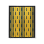 Geometric Striped Geo Chain Vertical Pattern in Light Mustard Yellow and Navy Blue Framed Canvas Print Gallery Image 8