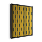 Geometric Striped Geo Chain Vertical Pattern in Light Mustard Yellow and Navy Blue Framed Canvas Print Gallery Image 2