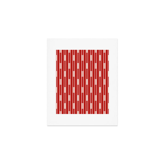 Geometric Striped Geo Chain Vertical Pattern in Red and Cream Art Print Gallery Image 1