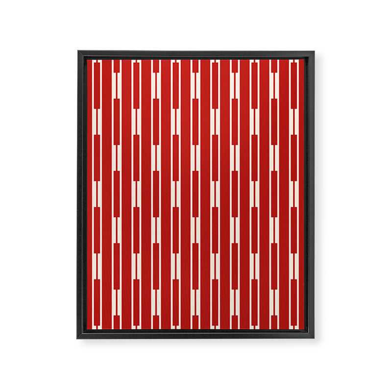 Geometric Striped Geo Chain Vertical Pattern in Red and Cream Framed Canvas Print Gallery Image 8
