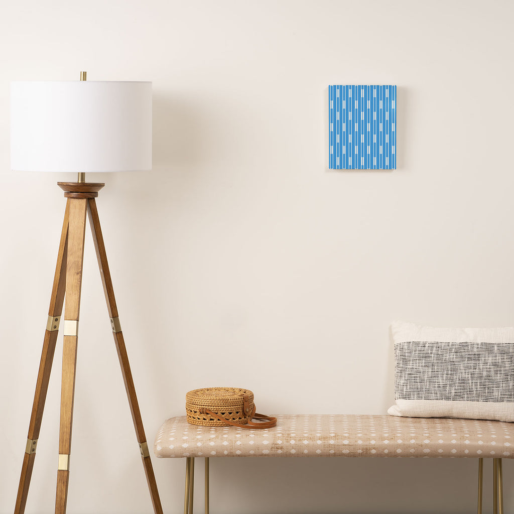 Geometric Striped Geo Chain Vertical Pattern Modern Blue and White Canvas Print Gallery Image 2