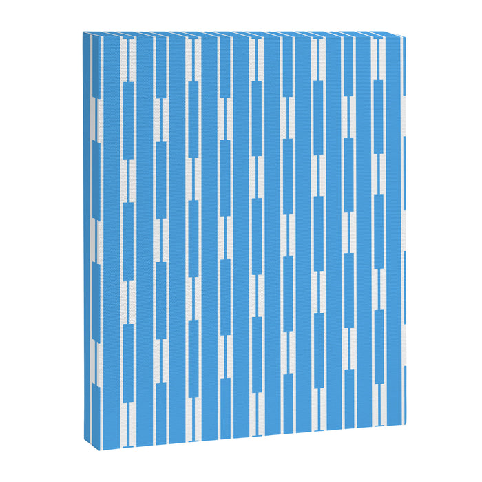 Geometric Striped Geo Chain Vertical Pattern Modern Blue and White Canvas Print Gallery Image 1
