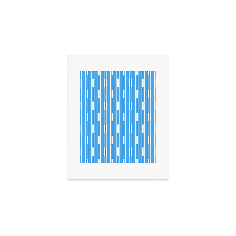 Geometric Striped Geo Chain Vertical Pattern Modern Blue and White Art Print Gallery Image 1