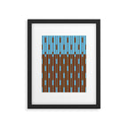 Geometric Two-Tone Geo Chain Pattern in Sky Blue and Chestnut Brown Framed Art Print Gallery Image 6