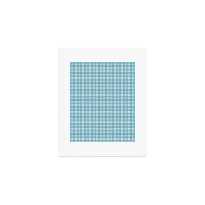 Gingham Check Country Cottage Pattern in Light Blue Tones Art Print Gallery Image 1