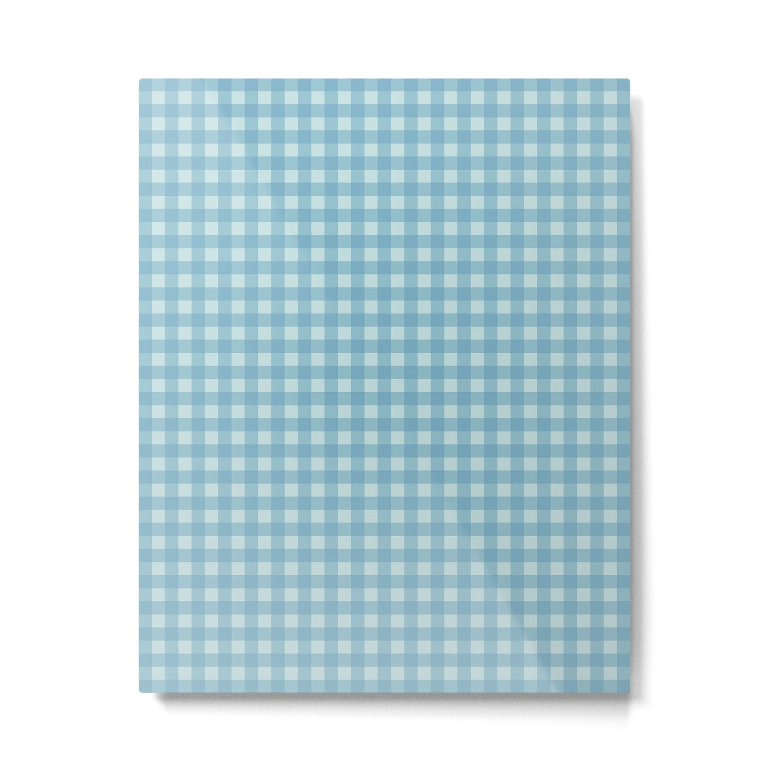 Gingham Check Country Cottage Pattern in Light Blue Tones Metal Print Gallery Image 4