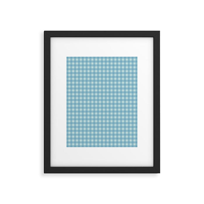 Gingham Check Country Cottage Pattern in Light Blue Tones Framed Art Print Gallery Image 1