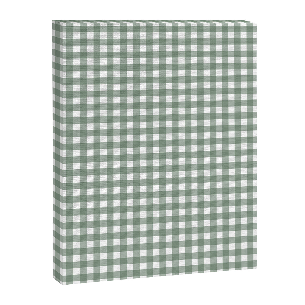 Gingham Check Country Cottage Pattern in Sage Green and White Canvas Print Gallery Image 6