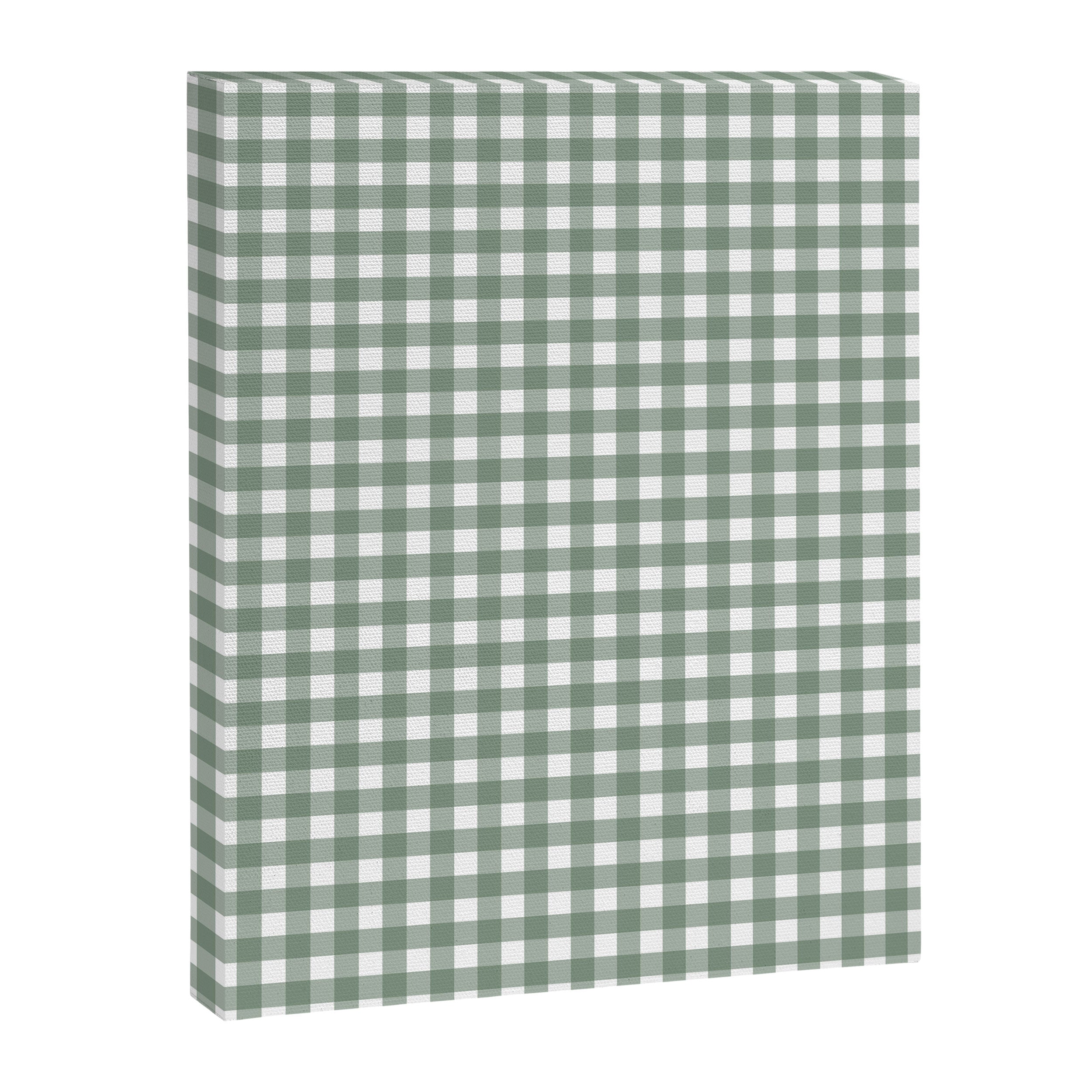 Gingham Check Country Cottage Pattern in Sage Green and White Canvas Print Gallery Image 6