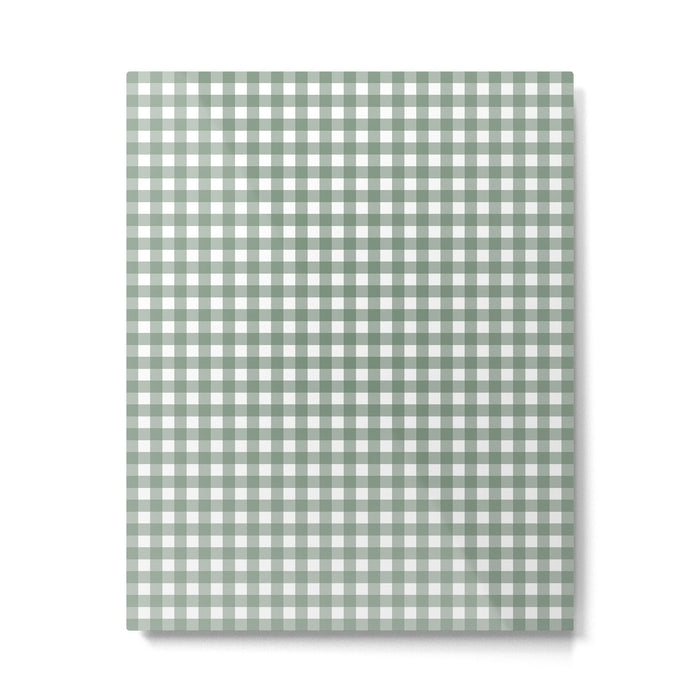 Gingham Check Country Cottage Pattern in Sage Green and White Metal Print Gallery Image 1