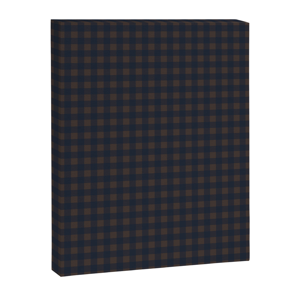 Gingham Check Dark Plaid Pattern in Navy Blue and Brown Canvas Print Gallery Image 6