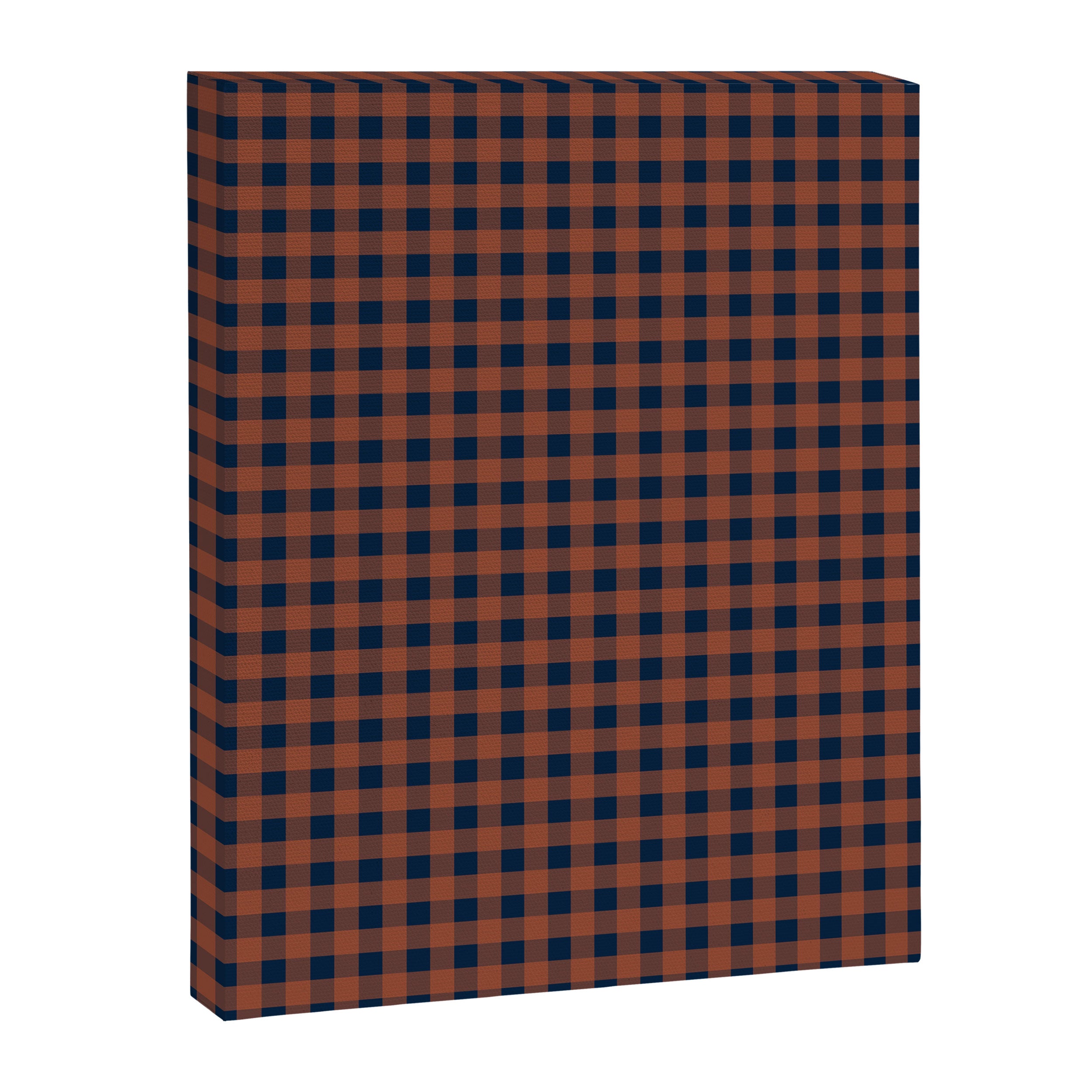 Gingham Check Dark Plaid Pattern in Navy Blue and Burnt Orange Canvas Print Gallery Image 6