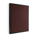 Gingham Check Dark Plaid Pattern in Navy Blue and Burnt Orange Framed Canvas Print Gallery Image 2