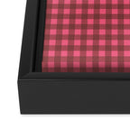 Gingham Check Eclectic Plaid Pattern in Brown and Pink Framed Canvas Print Gallery Image 3