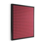 Gingham Check Eclectic Plaid Pattern in Brown and Pink Framed Canvas Print Gallery Image 2