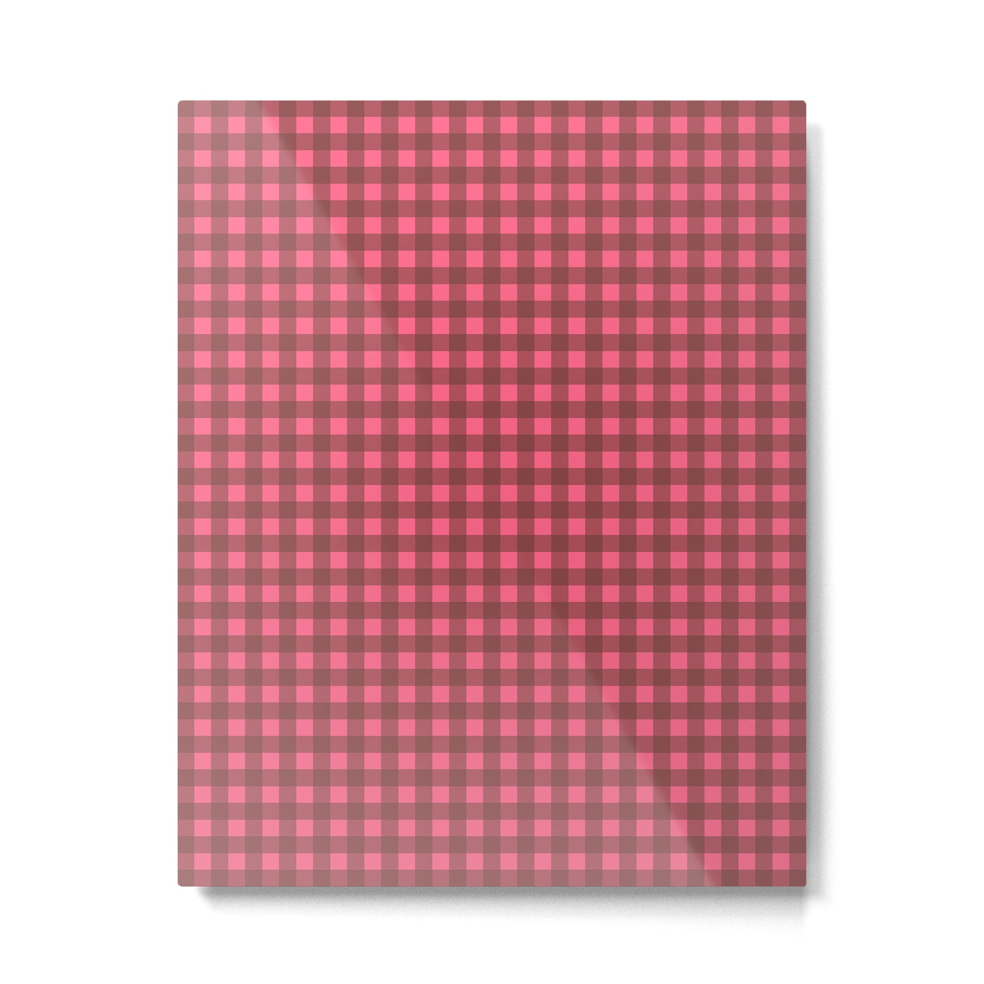 Gingham Check Eclectic Plaid Pattern in Brown and Pink Metal Print Gallery Image 4