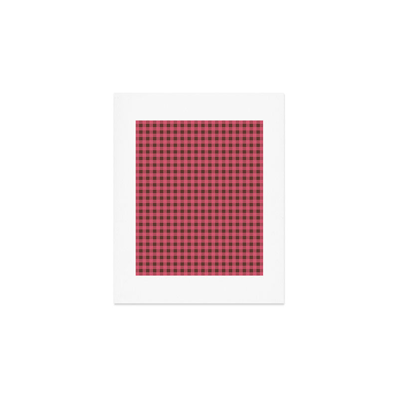 Gingham Check Eclectic Plaid Pattern in Pink and Brown Art Print Gallery Image 1