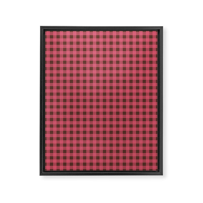 Gingham Check Eclectic Plaid Pattern in Pink and Brown Framed Canvas Print Gallery Image 1