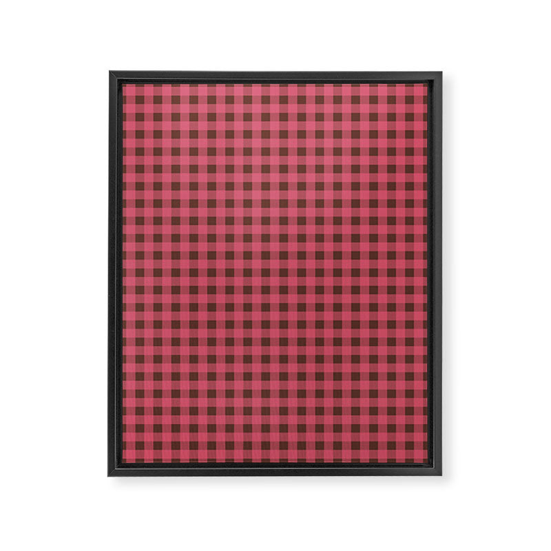 Gingham Check Eclectic Plaid Pattern in Pink and Brown Framed Canvas Print Gallery Image 6