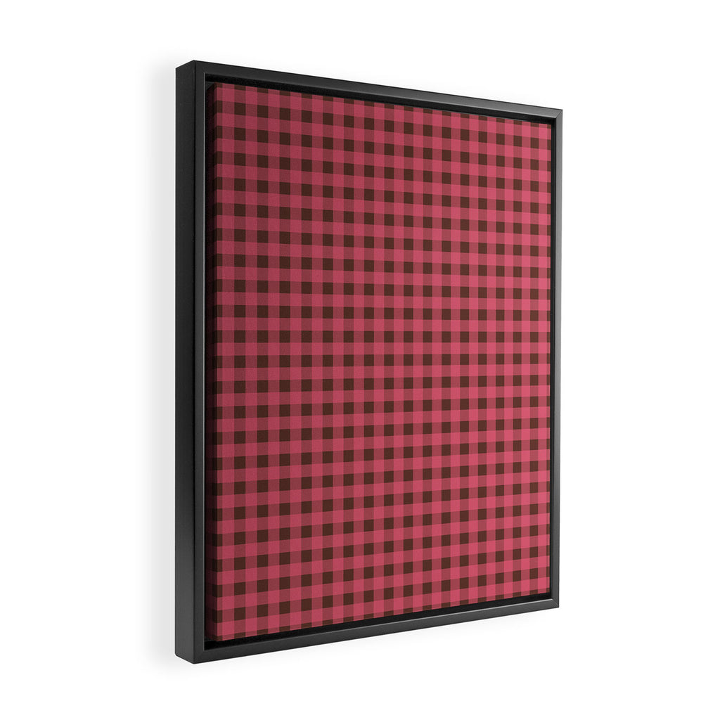 Gingham Check Eclectic Plaid Pattern in Pink and Brown Framed Canvas Print Gallery Image 2