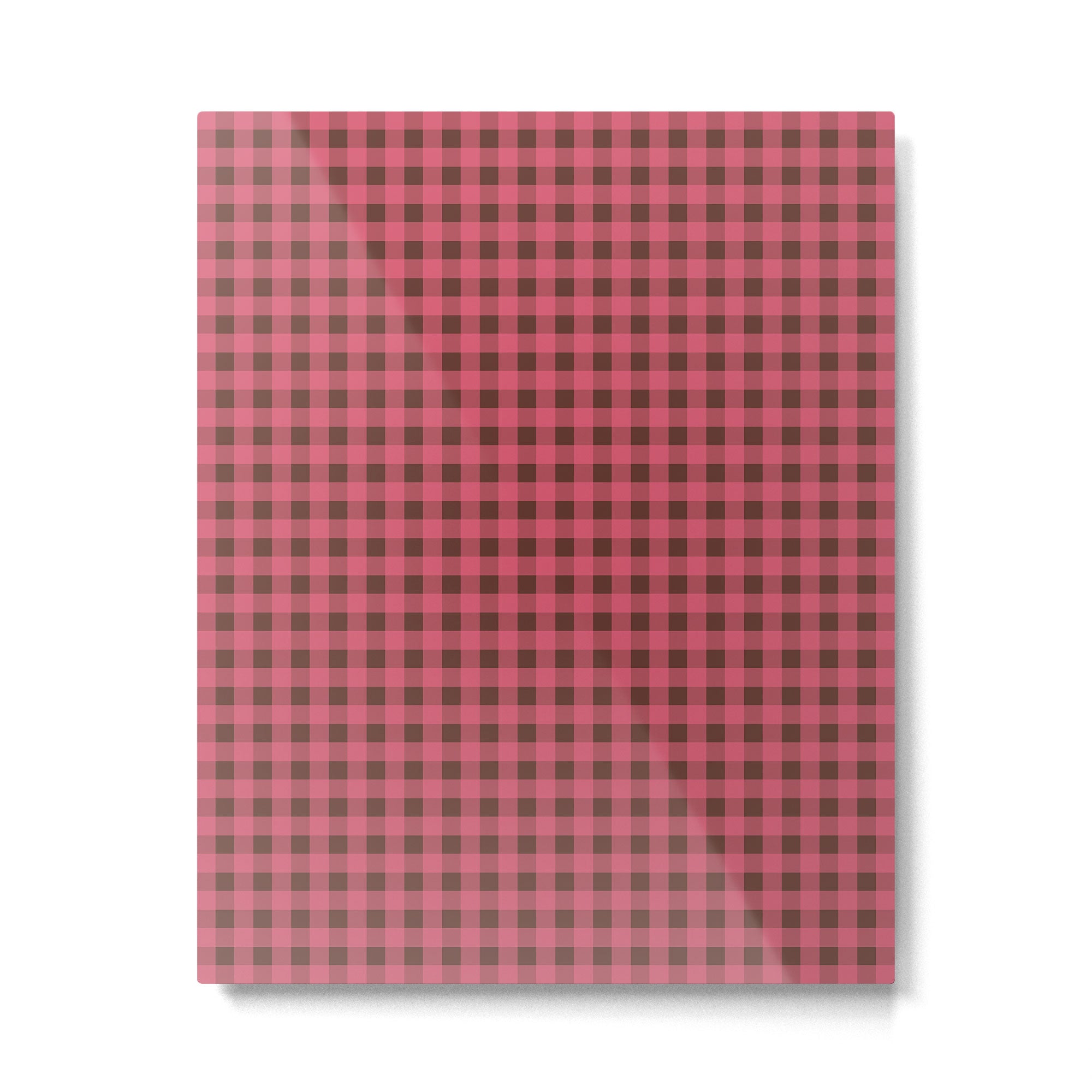 Gingham Check Eclectic Plaid Pattern in Pink and Brown Metal Print Gallery Image 4