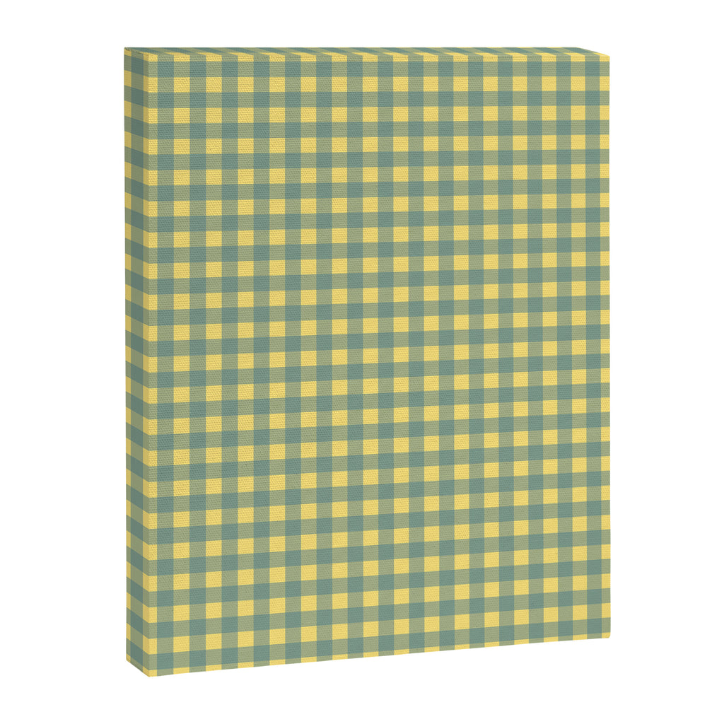 Gingham Check Pattern in Air Force Blue and Butter Yellow Canvas Print Gallery Image 6