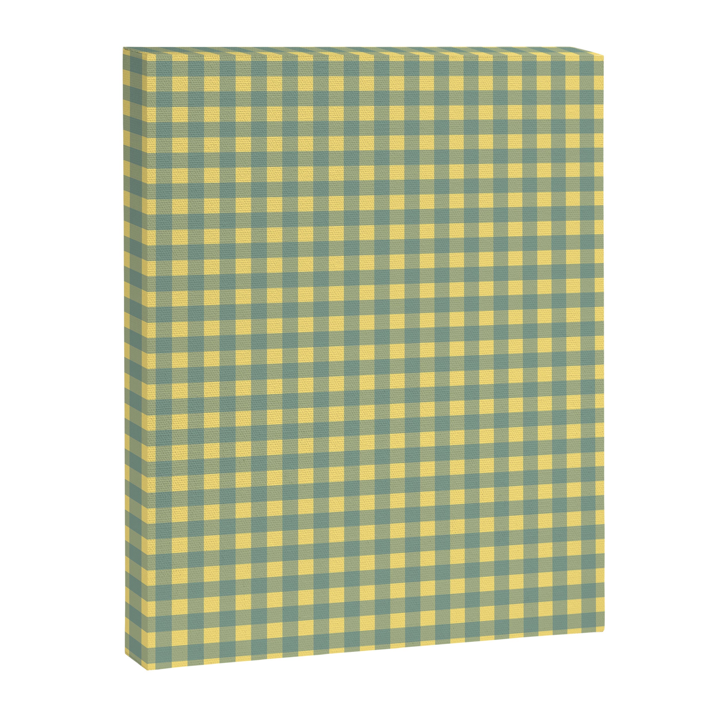 Gingham Check Pattern in Air Force Blue and Butter Yellow Canvas Print Gallery Image 6