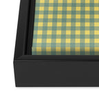 Gingham Check Pattern in Air Force Blue and Butter Yellow Framed Canvas Print Gallery Image 3
