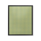 Gingham Check Pattern in Air Force Blue and Butter Yellow Framed Canvas Print Gallery Image 6