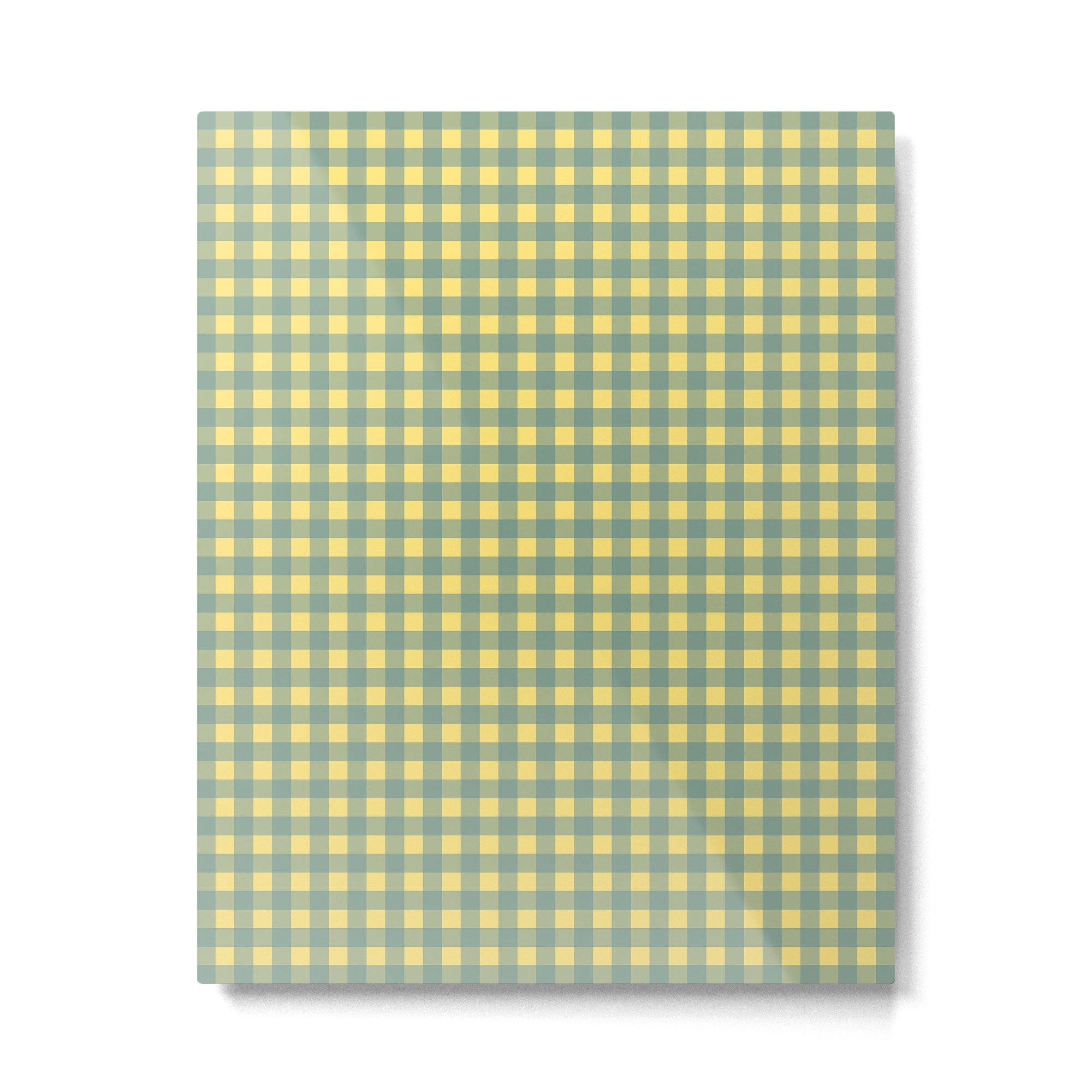 Gingham Check Pattern in Air Force Blue and Butter Yellow Metal Print Gallery Image 4