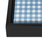 Gingham Check Pattern in Baby Blue and White Framed Canvas Print Gallery Image 3