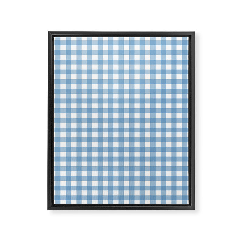 Gingham Check Pattern in Baby Blue and White Framed Canvas Print Gallery Image 8