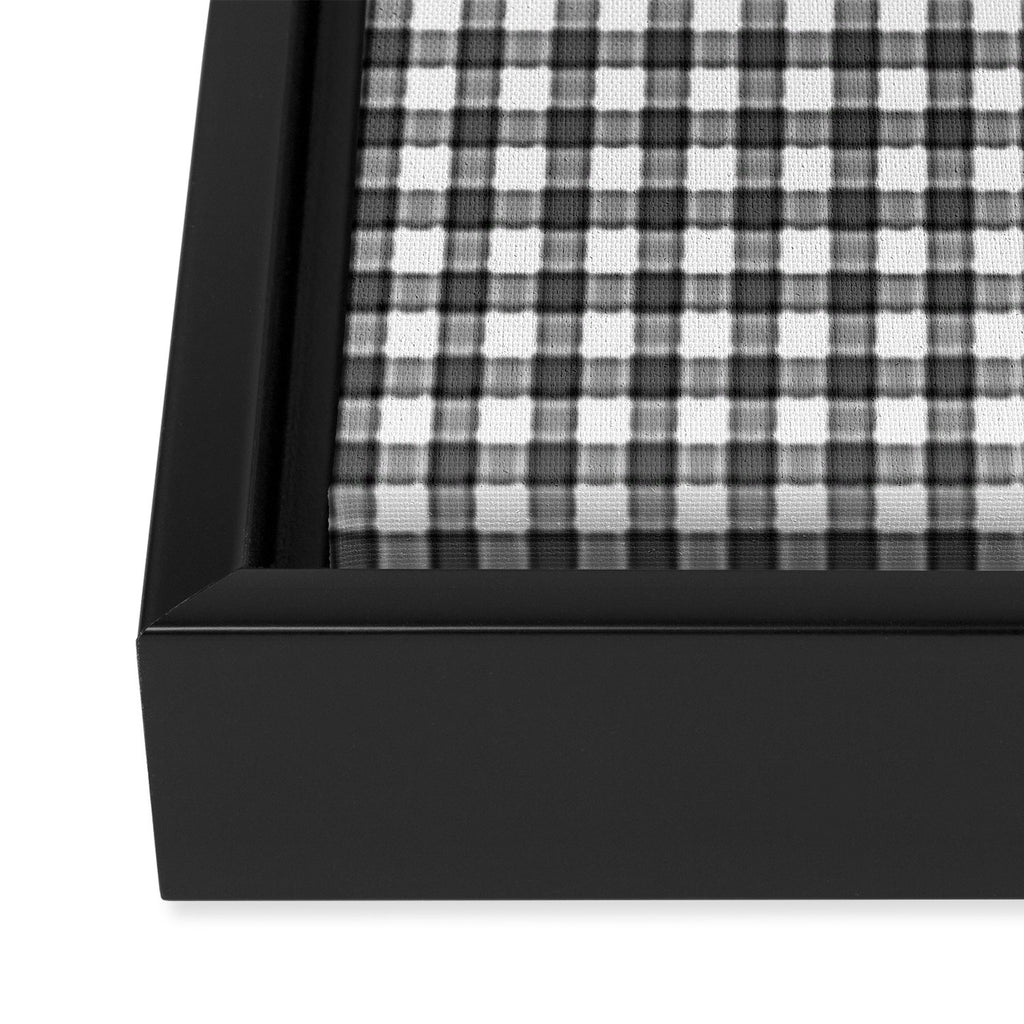 Gingham Check Pattern in Black and White (Charcoal) Framed Canvas Print Gallery Image 3