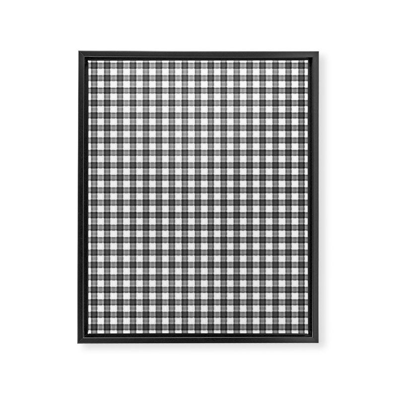 Gingham Check Pattern in Black and White (Charcoal) Framed Canvas Print Gallery Image 6