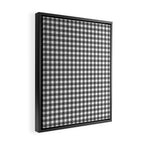 Gingham Check Pattern in Black and White (Charcoal) Framed Canvas Print Gallery Image 2