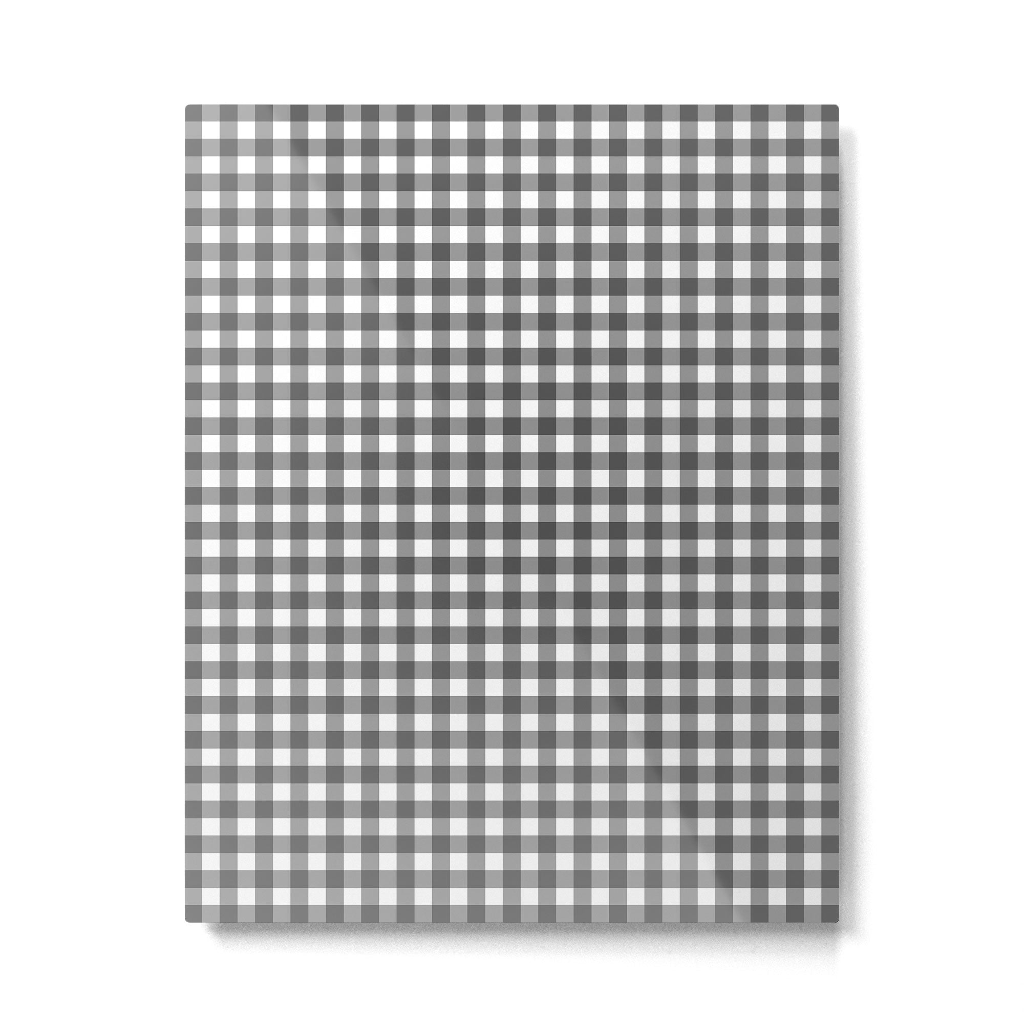 Gingham Check Pattern in Black and White (Charcoal) Metal Print Gallery Image 4