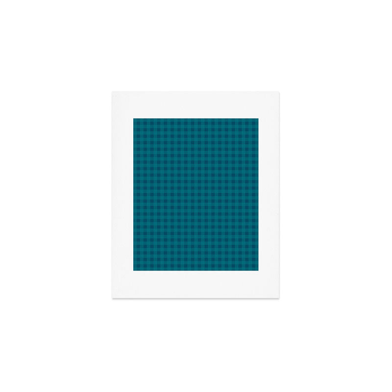 Gingham Check Pattern in Blue Teal Art Print Gallery Image 1