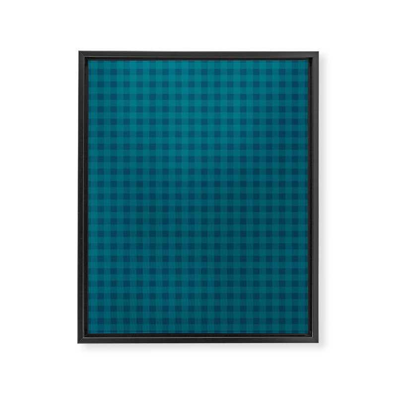 Gingham Check Pattern in Blue Teal Framed Canvas Print Gallery Image 6