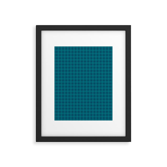 Gingham Check Pattern in Blue Teal Framed Art Print Gallery Image 1