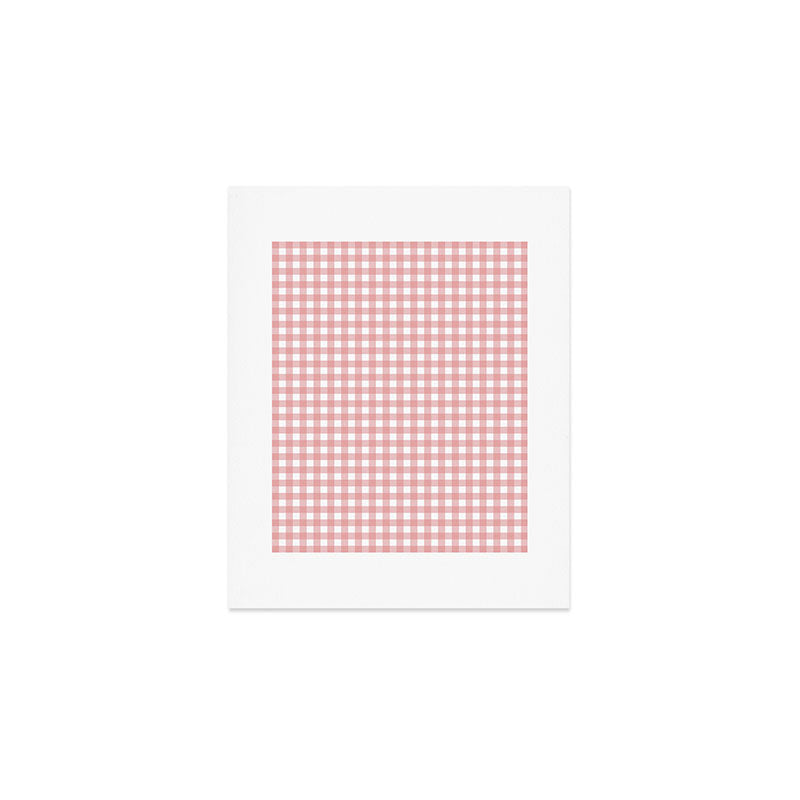 Gingham Check Pattern in Blush Pink and White Art Print Gallery Image 1