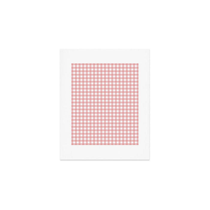 Gingham Check Pattern in Blush Pink and White Art Print Gallery Image 1