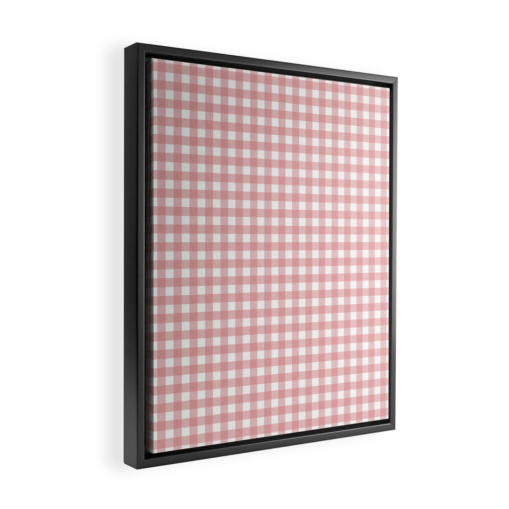 Gingham Check Pattern in Blush Pink and White Framed Canvas Print Gallery Image 2