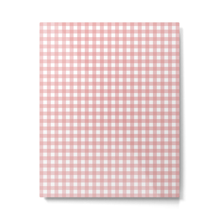 Gingham Check Pattern in Blush Pink and White Metal Print Gallery Image 1