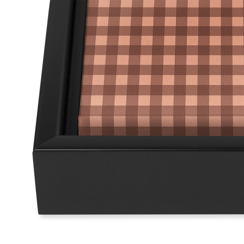 Gingham Check Pattern in Brown and Salmon Framed Canvas Print Gallery Image 3