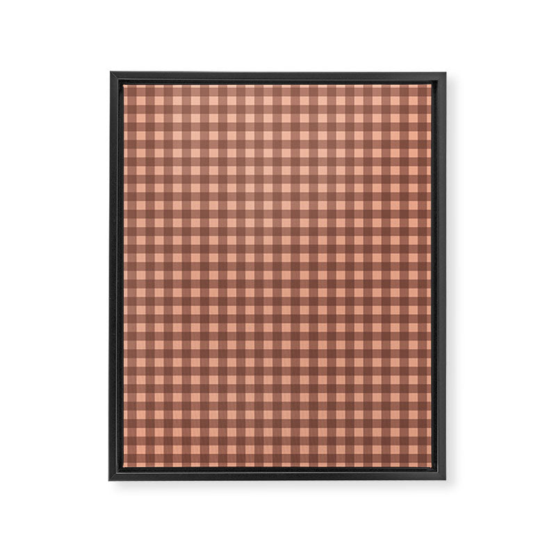 Gingham Check Pattern in Brown and Salmon Framed Canvas Print Gallery Image 6