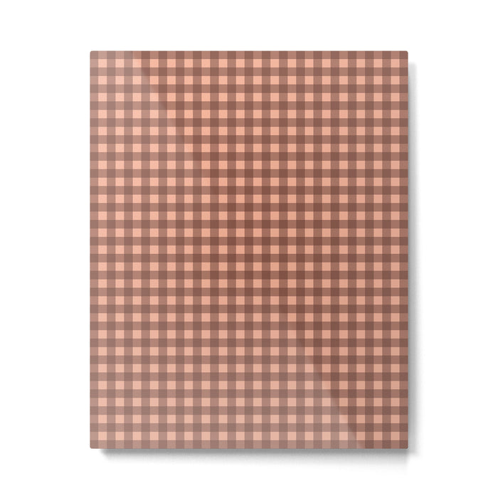 Gingham Check Pattern in Brown and Salmon Metal Print Gallery Image 1