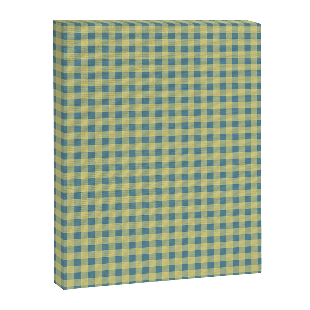 Gingham Check Pattern in Butter Yellow and Air Force Blue Canvas Print Gallery Image 6